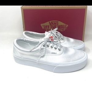 (ISO) Vans Era White Satin Platform Shoes